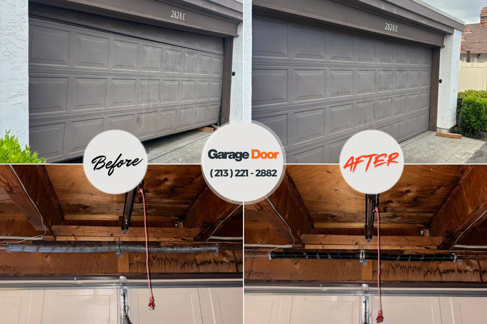 Before and after: garage door repair West Marion, NC